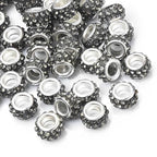 50 PCS Large Hole Crystal Charm Spacer Rhinestone Beads for Pens Making Bulk Beadable Pens Jewelry Making Supplies DIY Crafts Bracelet(Black, 12mm) - color: Black