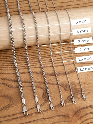 HAQUIL Stainless Steel Square Box Link Box Chain Necklace, Jewelry Gift for Men and Women 16/18/20/22/24/26/28/30" 1,2/1,5/2/3/4/5mm - size: 24inch, style: 2mm