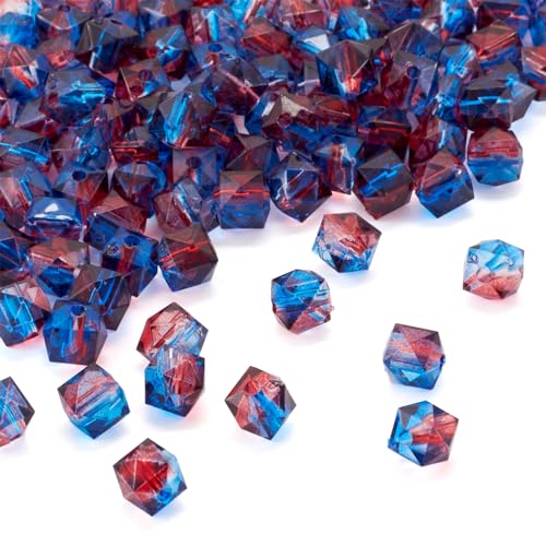 Craftdady 100pcs Square Polygon Acrylic Beads Crystal Two-Tone Spray Painted Spacer Charms for DIY Necklace Bracelet Making - color: Blue & Purple,Polygon