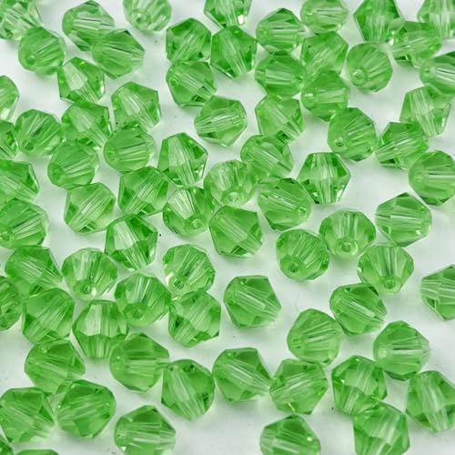 400pcs 4mm Bicone Glass Crystal Beads for Jewelry Making, Faceted Bicone Glass Spacer Beads for Bracelet Earring Necklace DIY Craft(Light Green) - color: Light Green, size: 4mm