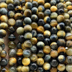 ABCGEMS 2-Tone Namibian Blue Tigers Eye Beads (Gorgeous Silky Lusture- Beautiful Matrix) Jewelry Making Craft Smooth Round 8mm