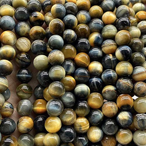 ABCGEMS 2-Tone Namibian Blue Tigers Eye Beads (Gorgeous Silky Lusture- Beautiful Matrix) Jewelry Making Craft Smooth Round 8mm