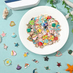 SANNIX 110Pcs 55 Pairs Spring Summer Charms for Jewelry Making, Assorted Gold Enamel Charms for Bracelet Necklace Earrings Jewelry Making and Crafting - style: Spring Summer Style