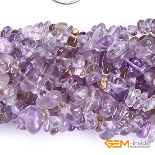 GEM-Inside Ametrine Chips Natural 7-8MM Gemstone for Bracelet Necklace Jewelry Making Crafts Design Wholesale Loose Beads 34" - color: Ametrine