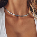CHESKY Gold Necklace for Women-14K Plated/S925 sterling silver Snake Chain Necklace Dainty Simple Chunky Herringbone Necklace Gold Choker Necklaces Jewelry for Women Mothers Day Gifts for Mom - color: silver, style: 5mm 14 inch snake