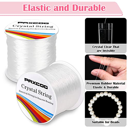 Bracelet String, Paxcoo 2 Rolls Elastic Stretchy Bead String Cord for Clay Beads Kandi Pony Beads Bracelets Jewelry Making (0.5 MM, Crystal) - size: 0.5MM, style: Crystal Clear