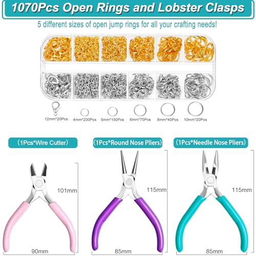 Yholin Jewelry Pliers and Jump Rings - Jewelry Making & Repair Kit for Bracelets, Necklaces, Wire Cutters, Chain Nose Pliers