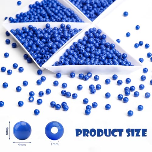 BONNY BOXX 2000PCs 4MM Smooth Sapphire Acrylic Round Beads, Plastic Resin Bubblegum Balls Chunky Gumball Beads for Necklace and Bracelet Making, Crafting Supplies - color: Blue, size: 4MM