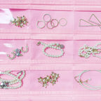 1 Pack Hanging Jewelry Organizer 80-Pocket Dual-sided Jewelry Storage for Earring Necklace Bracelet Ring Travel Holder, Pink - color: Pink