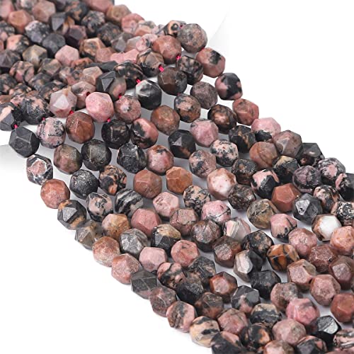 BEADIA Faceted Natural Rhodochrosite Stone Round Beads 6mm 36cm/Strand for Jewelry Making - color: Rhodochrosite, size: 6mm