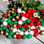 240Pcs Christmas Wood Beads 16mm for Craft Large Hole:6mm (Mix) - color: Christmas Wood Beads