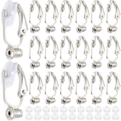 1 Box 36Pcs Clip-on Earring Converter Silver Clip on Earring Findings Brass Non Pierced Earring Components with Earring Pads Clip Earring Findings for Jewelry Making Supplies DIY Craft Women - color: Platinum