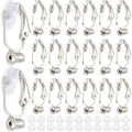 1 Box 36Pcs Clip-on Earring Converter Silver Clip on Earring Findings Brass Non Pierced Earring Components with Earring Pads Clip Earring Findings for Jewelry Making Supplies DIY Craft Women - color: Platinum