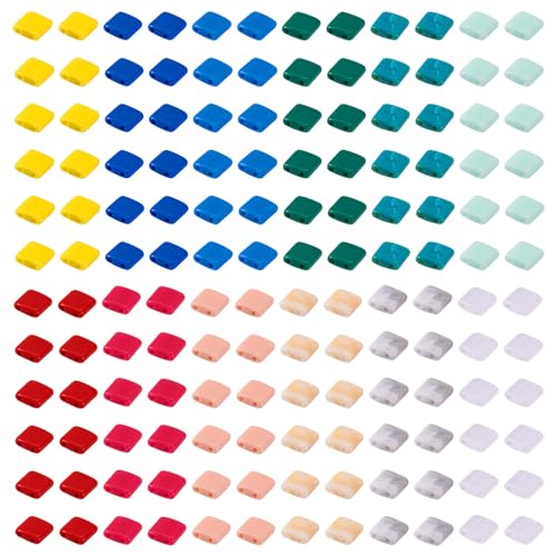 Pandahall 360Pcs 2-Hole Tila Acrylic Seed Beads - 12 Colors, Opaque Loose Spacer Beads 5.2x5.2mm for Jewelry Making - color: Mix 12 Colors, 360pcs
