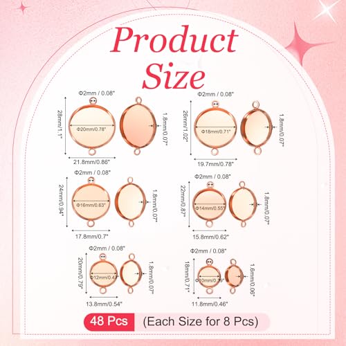 PATIKIL Pendant Trays for Jewelry Making, Blank Pendants Iron Double-hanging Bezel Settings Flat Base for Necklace Bracelet Charm - color: Rose Gold Tone