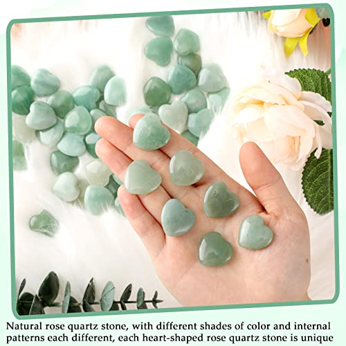Gerrii 50 Pcs Heart Healing Stone Bulk Quartz Heart Inspirational Stones Gift for Women Love Pocket Polished Natural Energy Balancing Meditation 0.8 Inch(Green) - color: Green