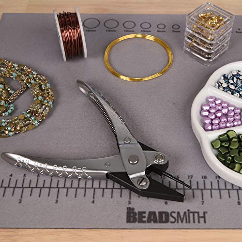 The Beadsmith 3-Step Round and Flat Nose Parallel Plier, Loops 1, 1.5, 2mm, 5.5 inches (140mm) Steel tool for jewelry making, with spring - style: 3-Step Round/Flastnose - 140mm