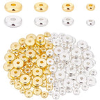 PH PandaHall 160pcs Brass Flat Round Beads, 14k Gold Heishi Spacers, 4/5/6/8mm, for Jewelry Making, DIY Necklace Bracelet Accessories - size: 4/5/6/8mm