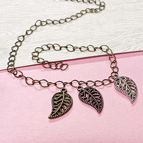 Heather's cf Four Leaf Clover Silver Leaf Beads 100-150 Pcs Leaves Craft Antique Leaf Charms for Crafting Leaf Pendant Charm for Necklace Bracelet Earring Making Fall Leaf Beads Set - color: Mixed Filigree Leaf
