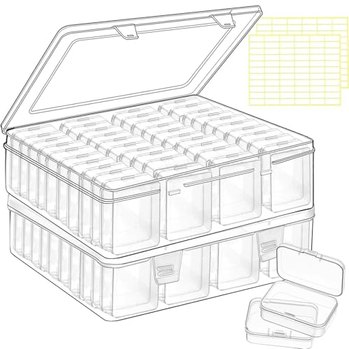 82pcs Bead storage containers, bead organizer boxes and craft storage boxes for bracelet making DIY jewelry craft nails, bracelets, jewelry, diamonds, clay beads, screws 2.09x1.57x0.8Inch - color: 2 Pack 82pcs(2.09x1.57x0.8Inch)