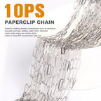 10PCS Paperclip Chains Necklace Bulk 2.5MM 22 Inches Stainless Steel Finished Paperclip Link Chain Bulk forJewelry Making - color: stainless steel, size: 2.5MM * 22 Inches