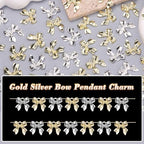 60 Pcs Alloy Bow Bowknot Charms, Silver and Gold Bow Tie Pendant Charms Bulk for Jewelry, Bowknot Pendants Earring Charm Necklace Bracelets DIY Crafts Supplies - color: Set-3