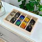 Luxurious 5 Grid Beige Velvet Eyewear Storage Sunglasses Jewelry Tray Organizer Soft Protection Drawer Divider Store Display - color: B5