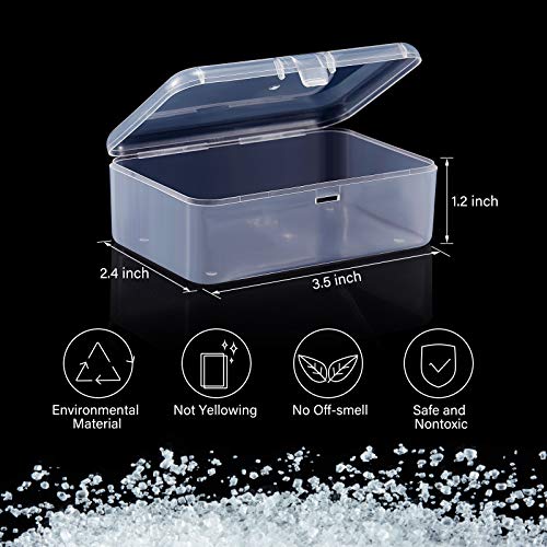 SATINIOR 12 Pack Clear Plastic Beads Storage Containers Box with Hinged Lid for Beads and More (3.54 x 2.36 x 1.26 Inch) - size: 3.54 x 2.36 x 1.26 Inch