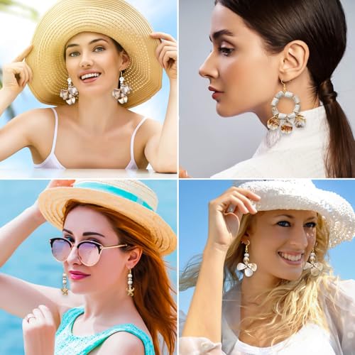 550Pcs Ocean Beads for Bracelets Making Kit, Imitation Boho Ocean Beach Shell Bead Charms Starfish Mermaid Beads Summer Sea Dangle Pendant for Earring Bracelet Necklace Anklet DIY Craft Jewelry Making - color: Beige+Camel