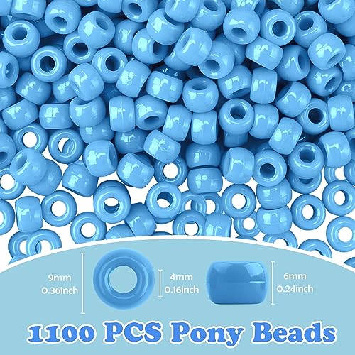 Qpixvb 1100PCS Blue Pony Beads,Blue Beads for Bracelets,Bead for Jewelry Making and Bracelets Making,Friendship Bracelet Bead Kit - color: sky blue beads
