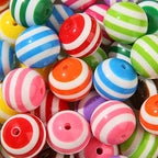 20mm Acrylic Beads Color Stripe Round Bead Chunky Bubblegum Beads for DIY Jewelry Making (Stripe) - color: Stripe
