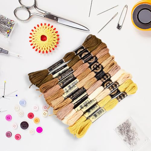 12 Skeins 6 Strands Variegated Embroidery Floss Thread Gradient Friendship Bracelet String Polyester Cross Stitch Yarn Threads Bulk for Hand Sewing Jewelry Bracelets Making Crafts Stitching - color: Fall Color