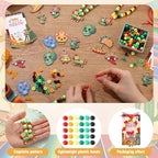 Ferreve 25 Set Cinco De Mayo DIY Bead Necklaces Crafts Kit Mexican Fiesta Birthday Party Favors Supplies Decorations Cactus Maracas Tacos Sombreros Avocados Wooden Charms with Fiesta Cards