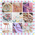 Gionlion 30,000 Pcs Clay Beads Bracelet Making Kit, 168 Colors 8 Boxes Flat Preppy Beads for Friendship Bracelets, Jewelry Kit with Pendant Charms Elastic String Crafts Arts Crafts Mothers Day Gifts