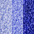 Miyuki Delica Seed Beads Bundle: Size 11/0, Blue Opaque Palette Collection DB1137, DB1138, DB1497-3 Tubes of 7.2 Grams ea