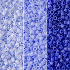 Miyuki Delica Seed Beads Bundle: Size 11/0, Blue Opaque Palette Collection DB1137, DB1138, DB1497-3 Tubes of 7.2 Grams ea