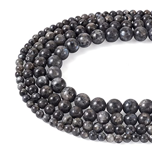 Craftdady 4 Strands Natural Gemstone Beads 6-12mm Undyed Black Labradorite Round Beads Loose Energy Healing Power Stone Beads for DIY Bracelets Necklaces Earrings Jewelry Crafts, About 178pcs - color: Black Labradorite