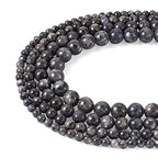 Craftdady 4 Strands Natural Gemstone Beads 6-12mm Undyed Black Labradorite Round Beads Loose Energy Healing Power Stone Beads for DIY Bracelets Necklaces Earrings Jewelry Crafts, About 178pcs - color: Black Labradorite