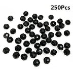 Jmassyang 8mm Briolette Rondelle Faceted Crystal Glass Beads for Jewelry Making Bracelets Necklaces Earrings (Black, 250pcs) - color: Black, size: 6x8mm