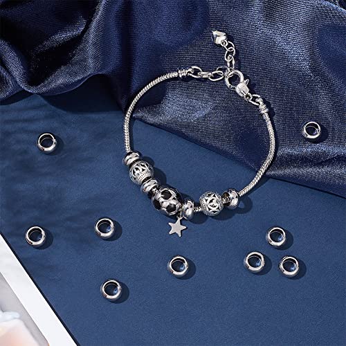 UNICRAFTALE 60pcs Rondelle Spacer Beads Stainless Steel Loose Beads 6mm Hole Spacer Beads Smooth Surface Beads Finding for DIY Bracelet Necklace Jewelry Making Craft - size: 10mm