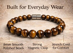 Rose Quartz Bracelet - 8mm Healing Crystal for Love, Unisex - color: 04: Yellow Tiger, style: B: 6.5-6.9 inches