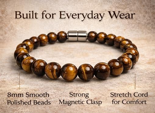 Rose Quartz Bracelet - 8mm Healing Crystal for Love, Unisex - color: 04: Yellow Tiger, style: B: 6.5-6.9 inches