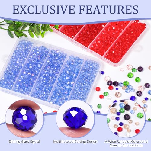 850Pcs 4/6/8/10mm Crystal Glass Beads for Jewelry Making Faceted Rondelle Flat Beads for Bracelets Necklace Earrings DIY Crafts(Navy Blue Crystal Bead) - color: Navy Blue