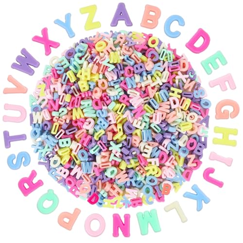 Augshy 700Pcs Large Letter Beads, Colorful Plastic A-Z Mixed Alphabet Shape Beads for Jewelry Making Bracelets Necklaces Key Chains Shoelaces Crafts Party Decor(9 x 12 mm) - style: Mixed Alphabet Style