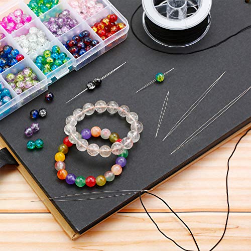 WILLBOND 30 Pcs 6 Size Big Eye Beading Needles Collapsible Seed Bead Threader Embroidery Stainless Needles Set with Bottle for Jewelry Making, Bracelets, Crafts, Embroidery and Hand Sewing
