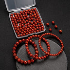 100Pcs Natural Stone Beads 6mm Red Jasper Round Gemstone Loose Beads with Elastic Bracelet String for Bracelets Necklace Jewelry Making - color: Red Jasper, size: 6mm