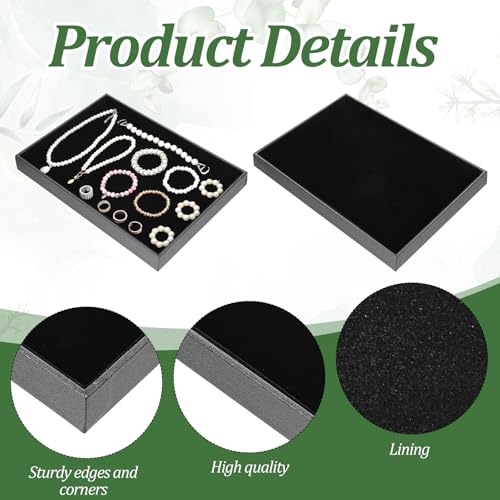 Velvet Jewelry Trays 6 Pcs Black Stackable Jewelry Organizer Trays for Earring Necklace Bracelet Ring Jewelries Storage Display Case - color: Black-6pcs