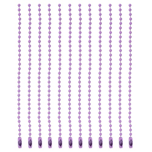 MECCANIXITY Ball Bead Chain Beaded Necklace Chains 5 Inch Adjustable Metal Ball Chains 2.4mm/0.1inch Keychain for Jewelry Making,DIY Craft Projects,Pack of 12(Purple) - color: Purple