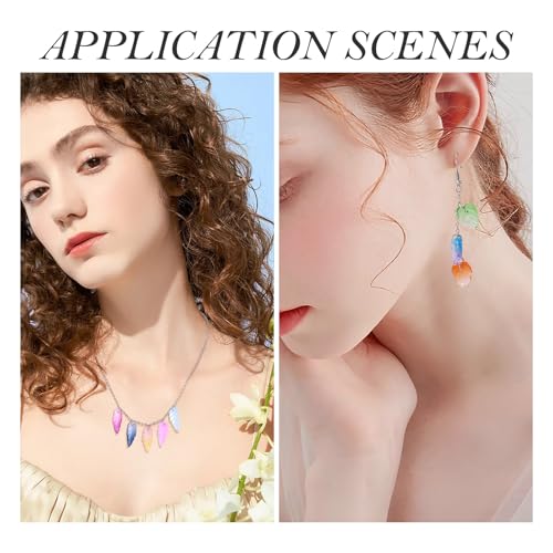 Beadthoven 120Pcs Transparent Glass Leaf Beads Mixed Color Leaf Shaped Crystal Beads Colorful Spring Summer Plant Bead Loose Gemstone Spacers for Jewelry Making DIY Bracelets Necklace Earrings Crafts - color: Leaf 2 styles
