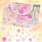 Cynailli 350 Pcs Junk Case Charms 3D Resin ABS Rose Flower Bows Butterfly Charm with Bows Moon Heart Pearls Fun Beads Flatback Resin Charms for Craft DIY-S2 - color: color-S2